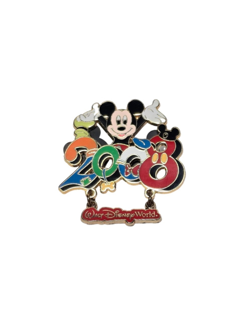 Disney Pin Trading Walt Disney World 2008 Dangle Mickey Mouse Character Numbers